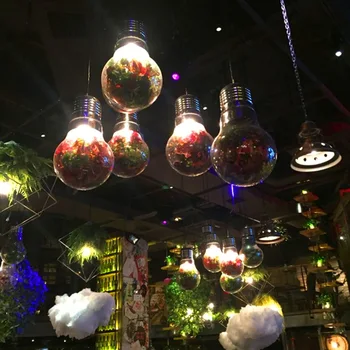 

Sale Big bulb, flower, plant chandelier, walnut interior, dining room, bar, hall, glass, creative light, simple light