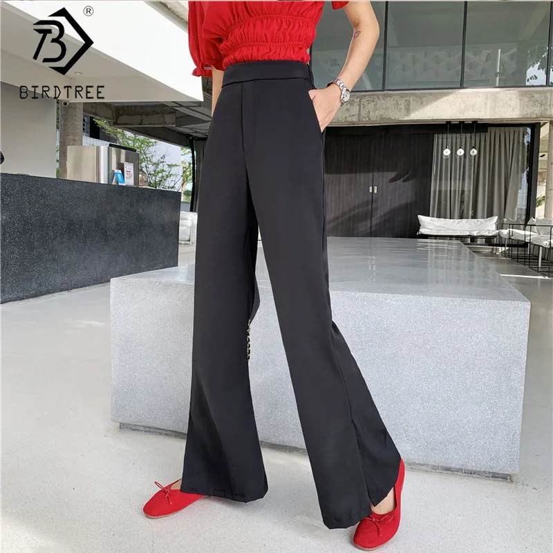 

2019 New Arrival Women's Solid Casual Flare Pants High Waist Wide Leg Elastic Waist Full Length Fashion clothing B98101K