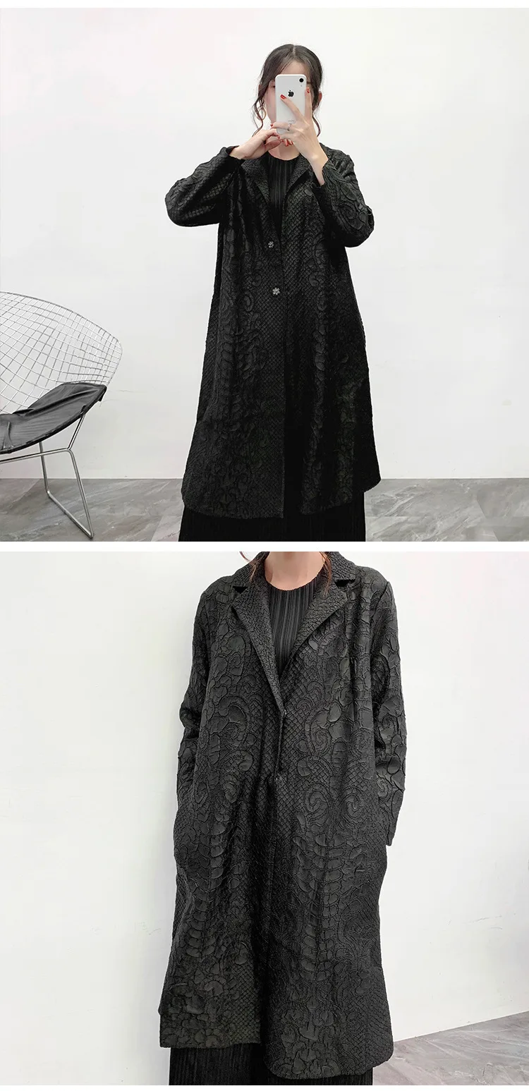 Miyake fold heavy industry trench winter new double layer plus cotton thick pleated windbreak long female trench free shipping