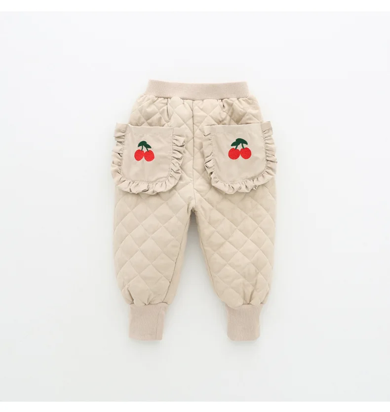 beige CROAL chery/зимние штаны для девочек; Детские плотные длинные штаны; хлопковые брюки для маленьких девочек; теплые брюки; леггинсы; детская одежда для девочек - Цвет: beige