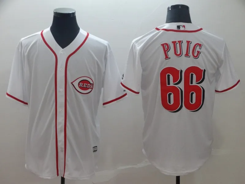 Цинциннати Все сшитые мужские футболки Yasiel Puig 66 - Цвет: AS photo