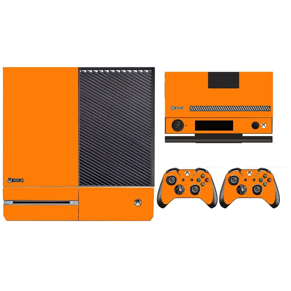 Десять однотонных цветов Чистая Защитная Наклейка для Microsoft Xbox One и 2 контроллера Скины стикер s - Цвет: Xbox One-Orange