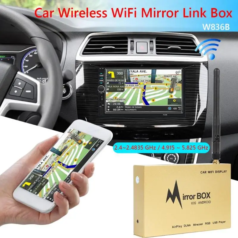 2.4G 5G Car WiFi Mirror Link Box Screen Mirroring Dongle for iOS Android