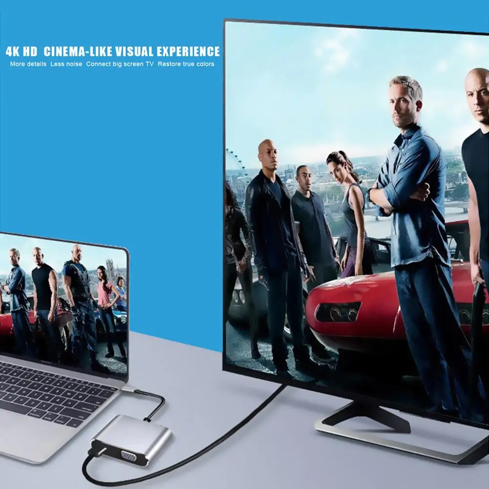 4 в 1 Тип C к HDMI VGA Аудио Видео адаптер HD адаптер преобразования видео аудио конвертер кабель 1080P HD преобразования# M2