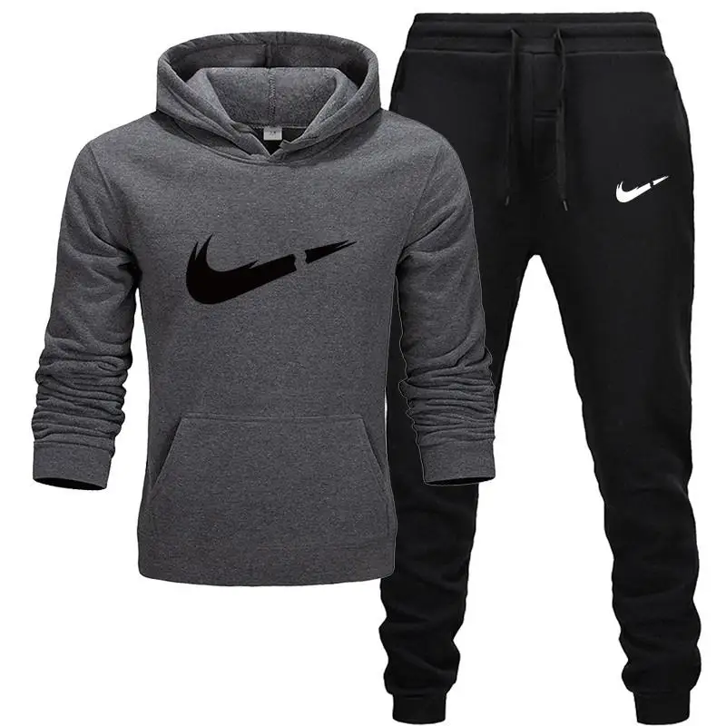 The picture color nueva moda sudaderas con capucha hombres deporte traje sudadera+ chandal trajes casual manga larga Jersey Sudadera - Цвет: The picture color