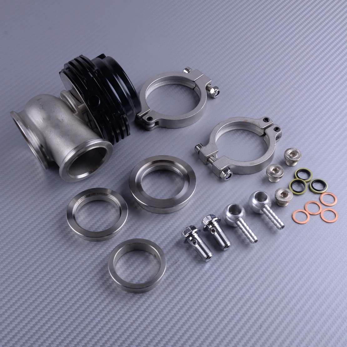 

DWCX 38mm Universal Car Exhaust Gas Cleaning Wastegate Metal Fit For Tial MVS With V-Band Clamp & FLanges MV-S
