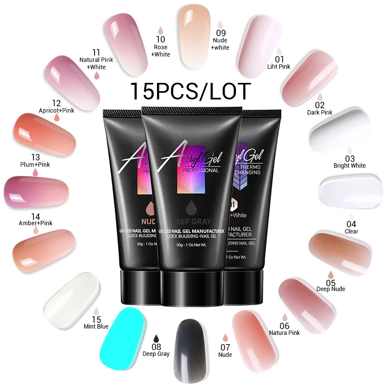 

Modelones 15Pcs/Lot Chameleon Extend Builder Led Gel Nail Polish Nail Art Extension UV Gel Lacquer Crystal Builder Nail Polish