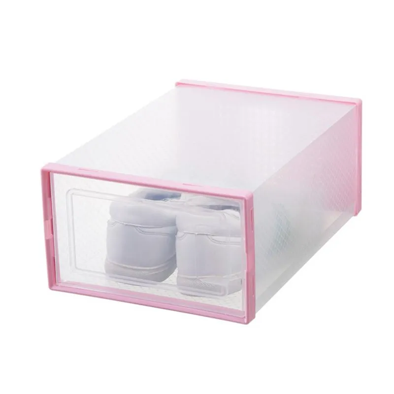 Flip Open Cover Durable Plastic Shoe Storage Transparent Box Divider Drawer Portable Shoes Organizer - 1 Pcs