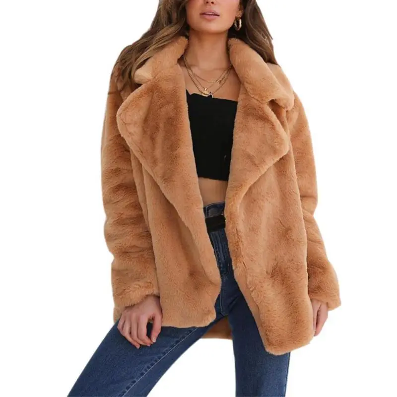 

Elegant Shaggy Women Faux Fur Coat Streetwear Winter Warm Plush Teddy Coat Female Plus Size Overcoat Party