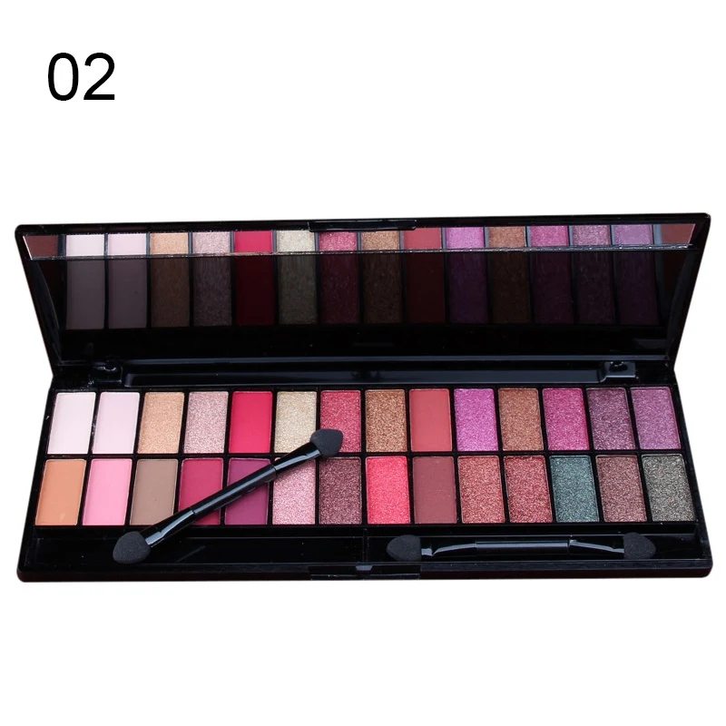 28 цветов блестящие тени для макияжа Pallete матовые тени для век Палитра мерцающий блеск алмазные тени для век Водонепроницаемая Косметика Макияж - Цвет: 02
