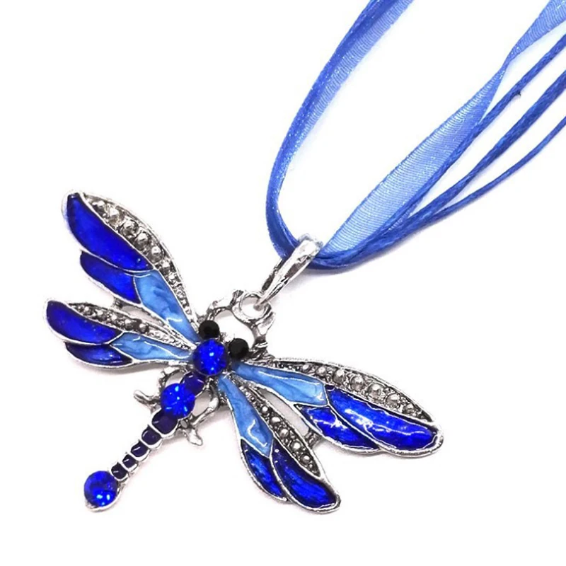 Модное ожерелье с подвеской в виде стрекозы винтажное веревочное массивное на