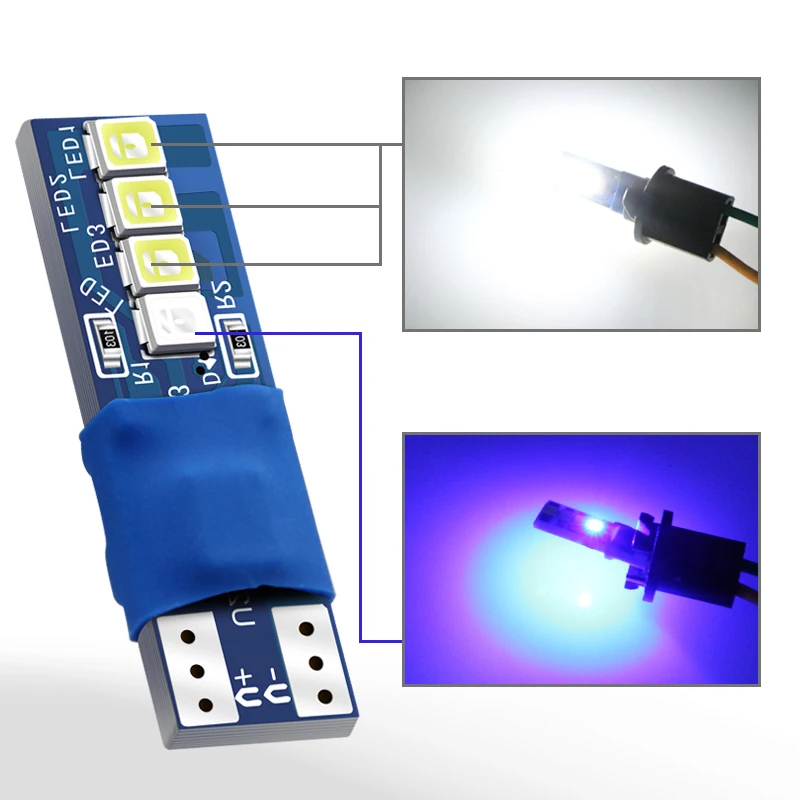 1 шт. Canbus W5W T10 194 168 8 smd 2835 Led для Автомобильный Клин Освещение широкая лампа дверь парковочная лампа номерной знак белый синий RGB DC 12 В
