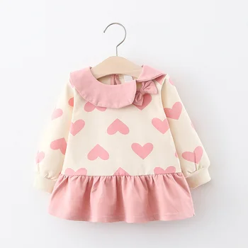 

Menoea Girls Baby Lovely Dresses 2020 Autumn Toddler Heart Pattern Dress Sweet Casual Children Kids Bow tie Outfits Clothes