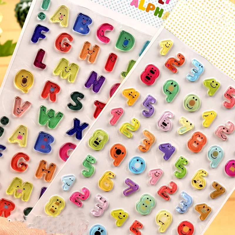 Стикер с рисунком из мультфильма 3D пластиковые наклейки забавные цифры и алфавит буквы из кристаллов DIY декоративные наклейки s для детей