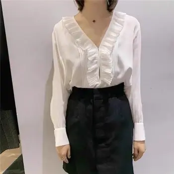 

100% silk sweet women shirt Simple wild purfle Lace V-Neck Shirt Top