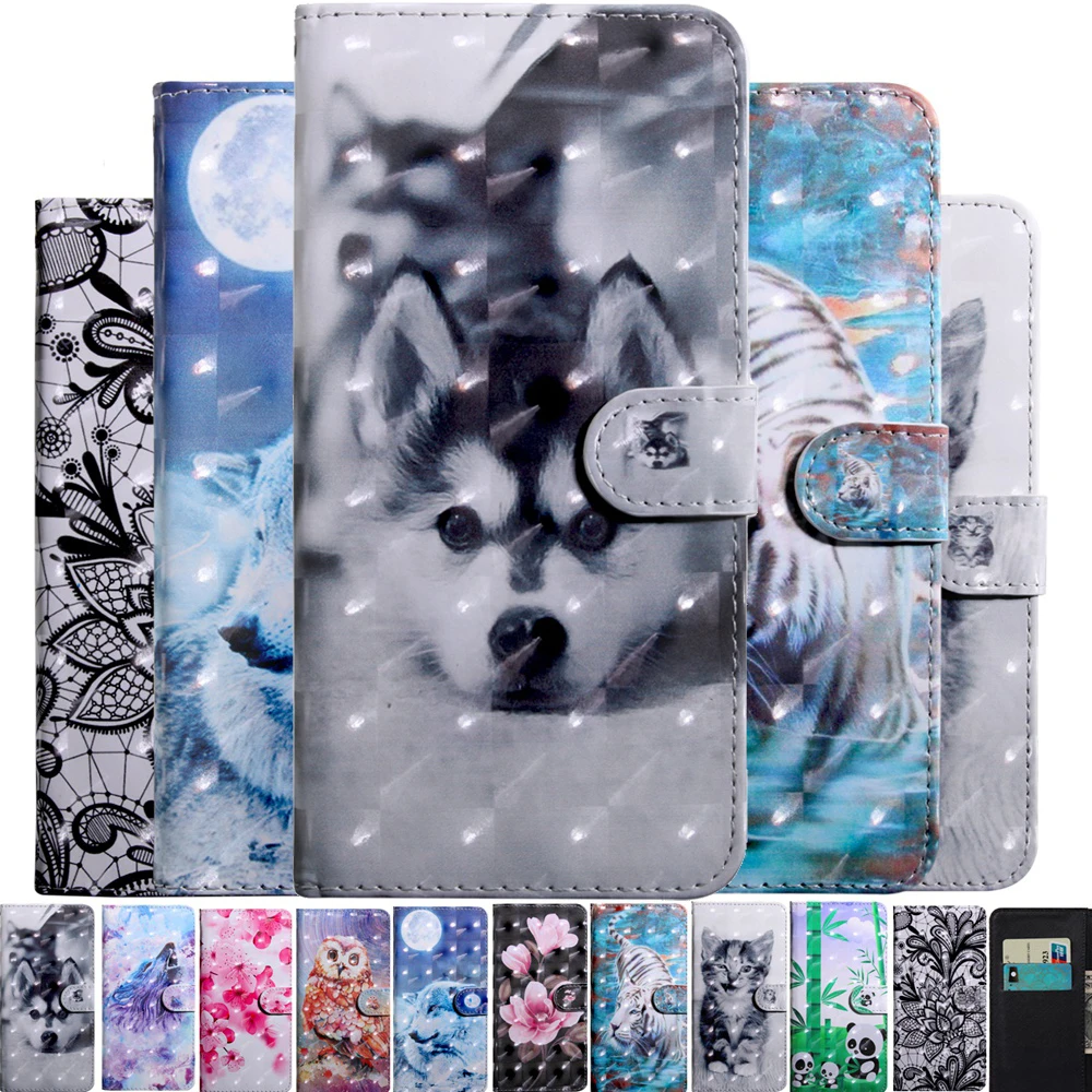 3D Cat Dog Flower Painted Flip Leather Case For iPhone 11 12 MINI Pro Max X XS XR 8 7 6 6S Plus 5 5S SE 2020 2 Phone Book Cover iphone 6 case