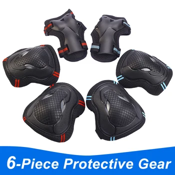 

6pcs/set Safety Protective Gear Elbow Pads Wrist Guard KneePad Protector Ice Roller Skating Cycling Riding Outdoor Sport Hunting