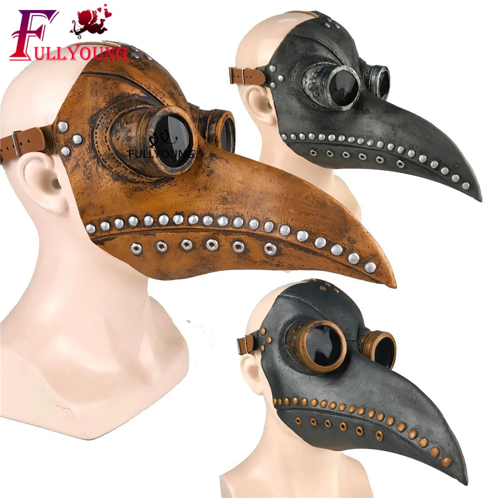 

leather Steampunk Plague Bird Doctor Cosplay Mask Latex Funny Event Holiday Antibacterial Halloween Fight the plague Costume