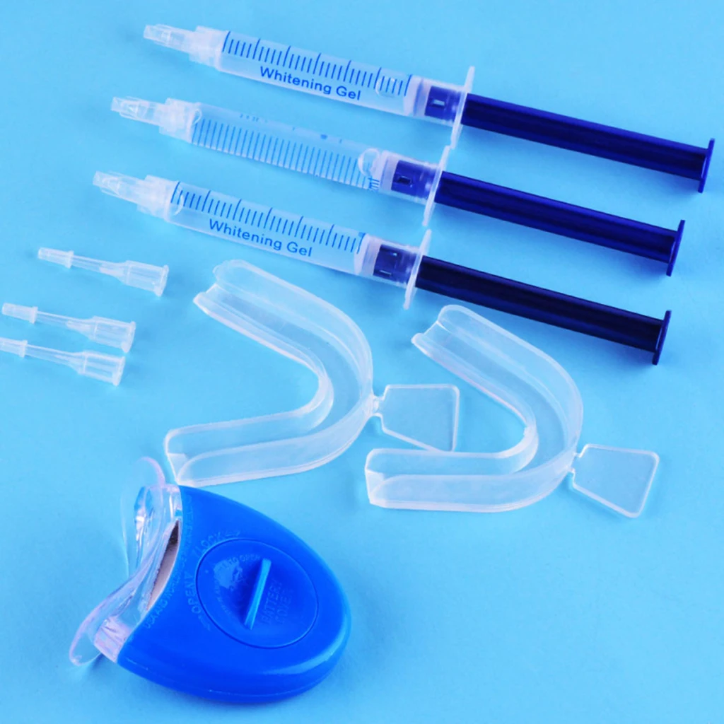 3/6/10pcs Dentist Teeth Whitening Oral Gel Kit Tooth Whitener Bleaching Set, Gel+Tray+LED Light