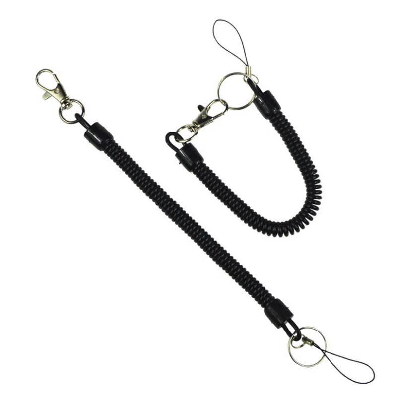 Lobster Clasp Hook Spring Stretchy Coil Keyring Keychain Strap Rope Cord Swivel Lobster Clasp Clips Key Hooks Black Wholesales