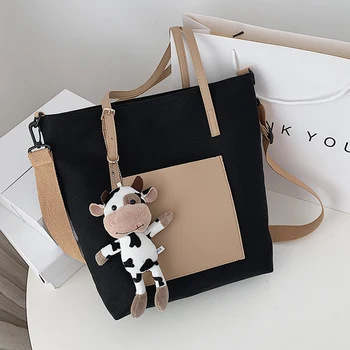 

Korean Style Large Capacity Student Bag for Class Female 2020 New Fashion Leisure Work Canvas Shoulder Tote Bag