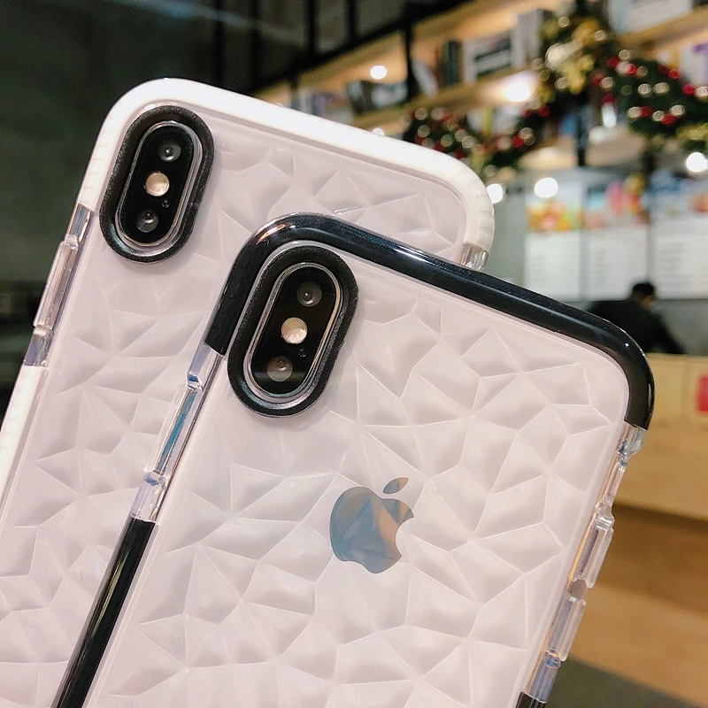 Роскошный прозрачный чехол с алмазной текстурой для iPhone 11 Pro 12Pro MAX 7 8 6 6S Plus X XR XS 12