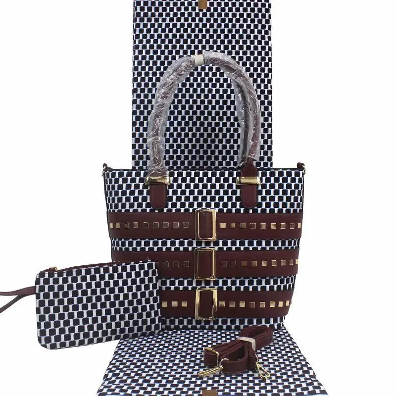 Esewing длится модные Африканский воск и сумочек в тон, комплект одежды, 3 элемента одежды, шт./компл. Анкара воск сумочка в комплекте 6 ярдов в африканском стиле из натуральной кожи мягкие Анкара воск ткань