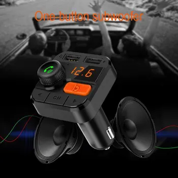 

Bass Button Bluetooth Car Charger Handsfree Fm Transmitter Auto MP3 Player Smart Adapter Dual USB Car Bluetooth