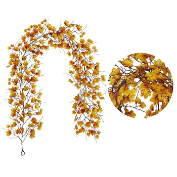 

200cm Artificial Maple Leaves Rattan Thanksgiving Christmas Harvest Festival Long Hanging Rattan Pendant Flower Home Ornament