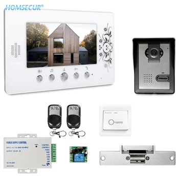 

HOMSECUR 7" 4 Wire Video Door Intercom System Mute Function with 700TVL Outdoor Camera Fail Safe Lock Remote Unlock Exit Button