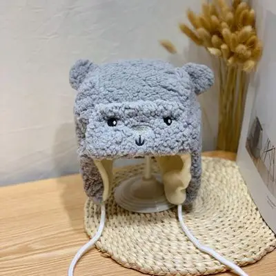 blue baby hat Зимняя детская шапка с меховым помпоном, зимняя шапка, теплая шапка с ушками для малышей, вязаная шапка, зимняя шапка для малышей - Цвет: blue baby hat