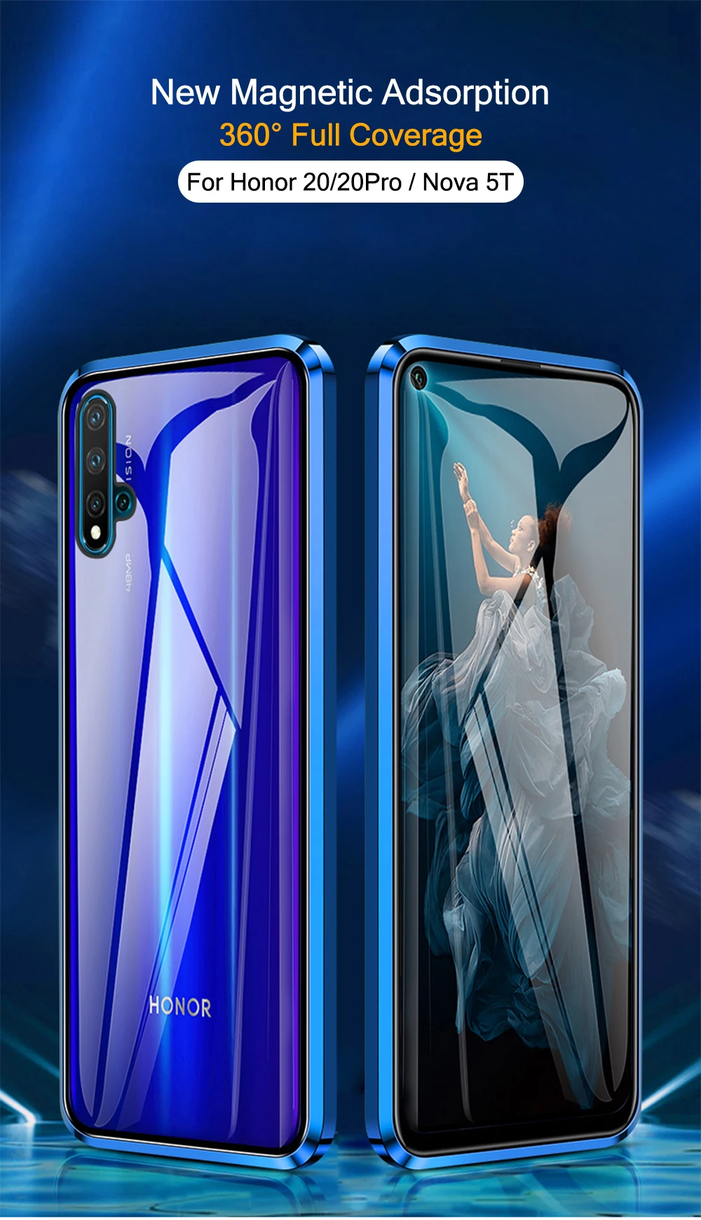 Для huawei Nova 5T чехол 360 магнитный двухсторонний чехол из закаленного стекла с металлической рамкой для huawei Honor 20 Pro Чехол Fundas Couqes