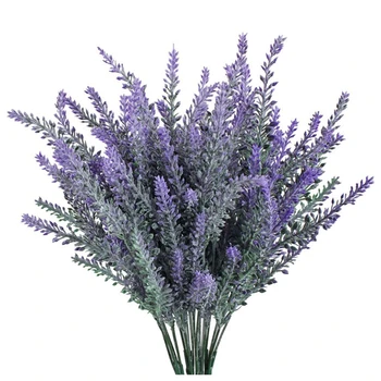 

4pcs Artificial Plastic Lavender Bouquet in Purple Flowers Arrangements Bridal Home DIY Floor Garden Office Wedding Decor