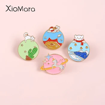 

Wonderful Planet Enamel Pins Cat Ocean Cactus Pegasus Universe Cosmic Space Airship Badges Metal Lapel Pins For Clothes Backpack