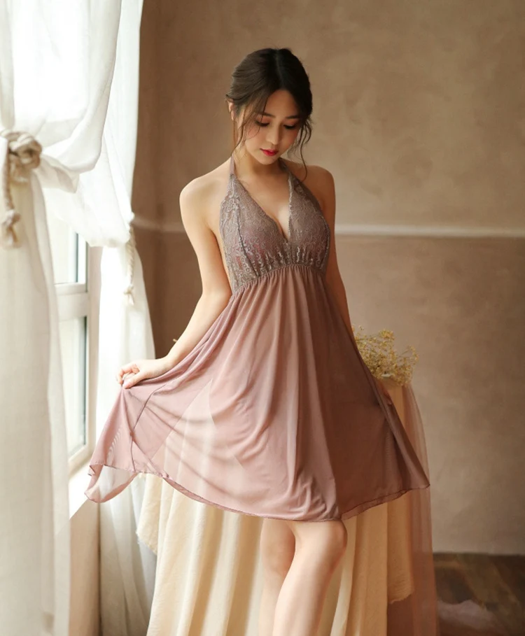 Ropa сексуальное ночное платье, кружевная ночная рубашка, ночное белье, нижнее белье, платье с открытой спиной, Babydoll, нижнее белье для медового месяца с глубоким v-образным вырезом