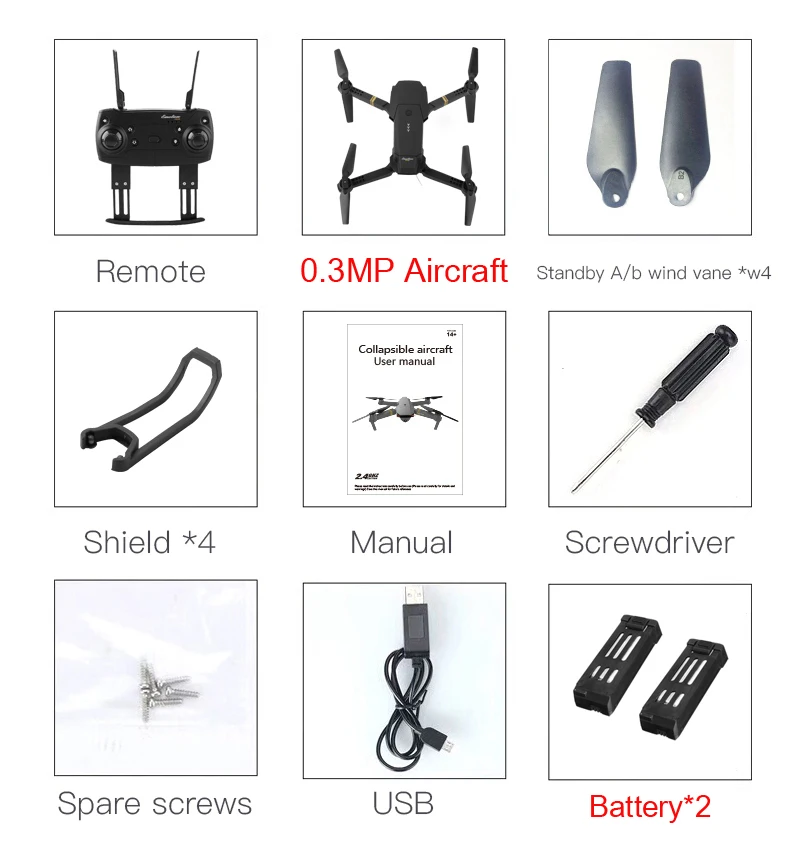 0.3MP x 2 Battery Eachine E58 Wi-Fi FPV с широкоугольным HD 1080P камера режим удержания складной рычаг RC Квадрокоптер Дрон X Pro RTF Дрон для подарка - Цвет: 0.3MP x 2 Battery