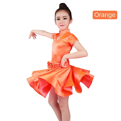 GD1887 Orange Новые платья для латинских танцев для девочек, детские костюмы для бальных танцев, костюмы Румба Самба, блестящие платья из спандекса для сцены - Цвет: GD1887 Orange