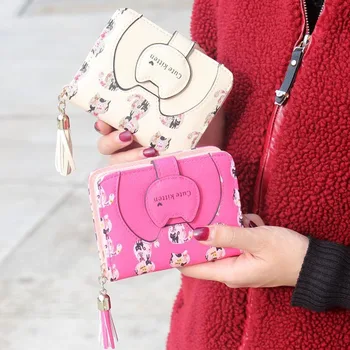 

Women Lady Mini Purse Wallets Storage Bag PU Tassel Zipper Durable For Coin Money Cards H66