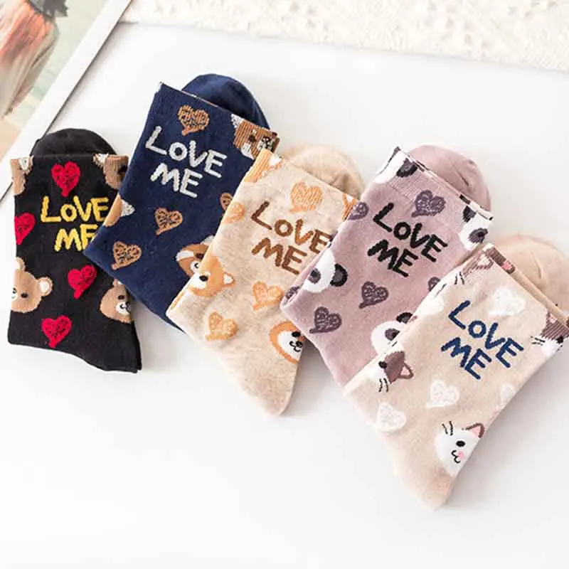 

Hot Animal Print Kawaii Socks Korean style Women Cat Panda cartoon cotton Calcetines meias mulher skarpetki calcetas Sock
