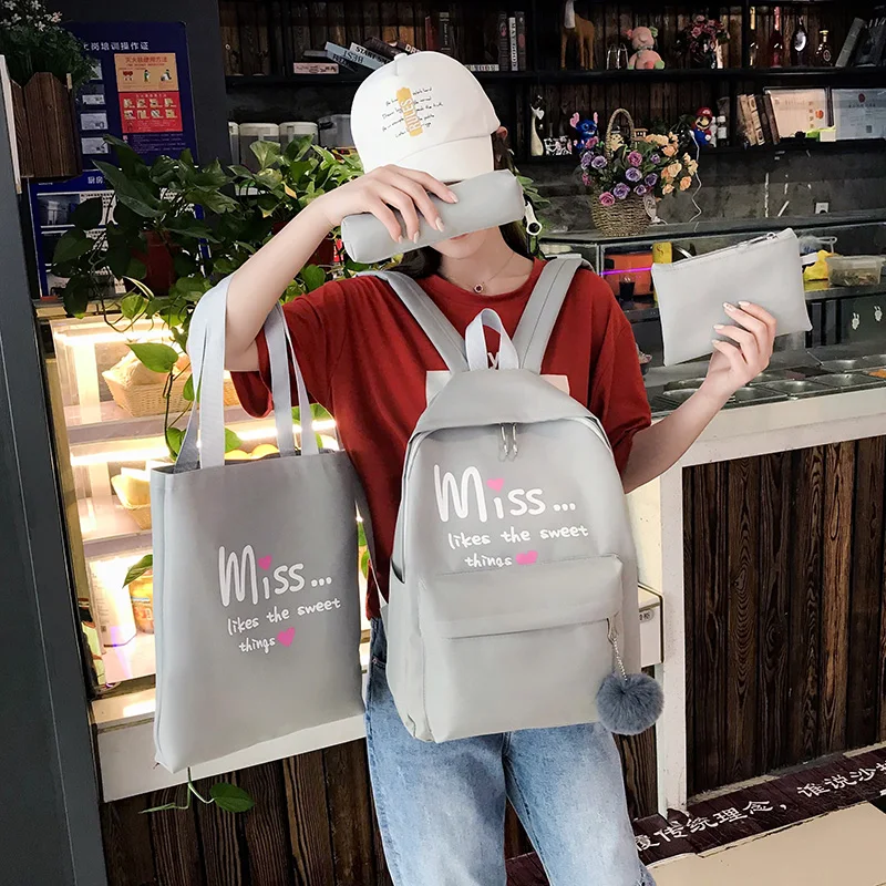 DIHOPE 4Pcs/set Women School Backpacks Nylon Schoolbag For Teenagers Girls Student Book Bag Boys Mochilas Sac A Dos - Image 5