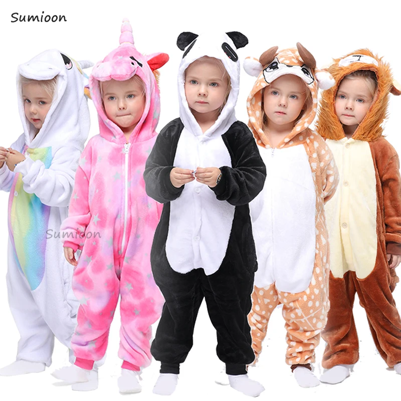Kids Kigurumi Onesie Unicorn Pajamas For Children Animal Panda Blanket Sleepers Baby Costume Winter Boy Girl Licorne Jumspuit |