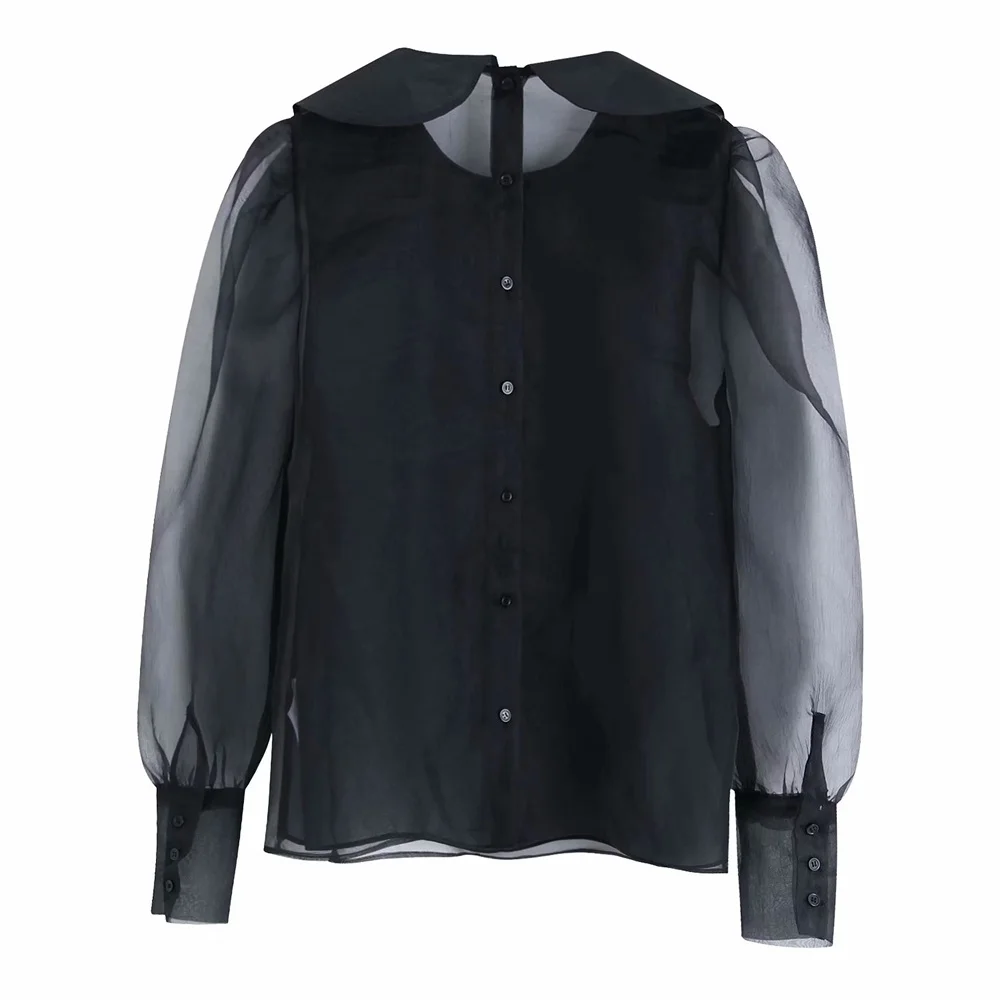 Осень 2019 женская новая рубашка с длинными рукавами и маленьким круглым отворотом