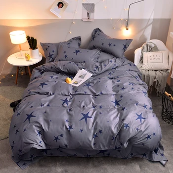 

BEST.WENSD Small Stars Bedclothes 240x220 Bedding Set Warm Soft Cotton 3/4pcs Duvet Cover Sets Flat Sheet Pillow Cover Gray T95Y
