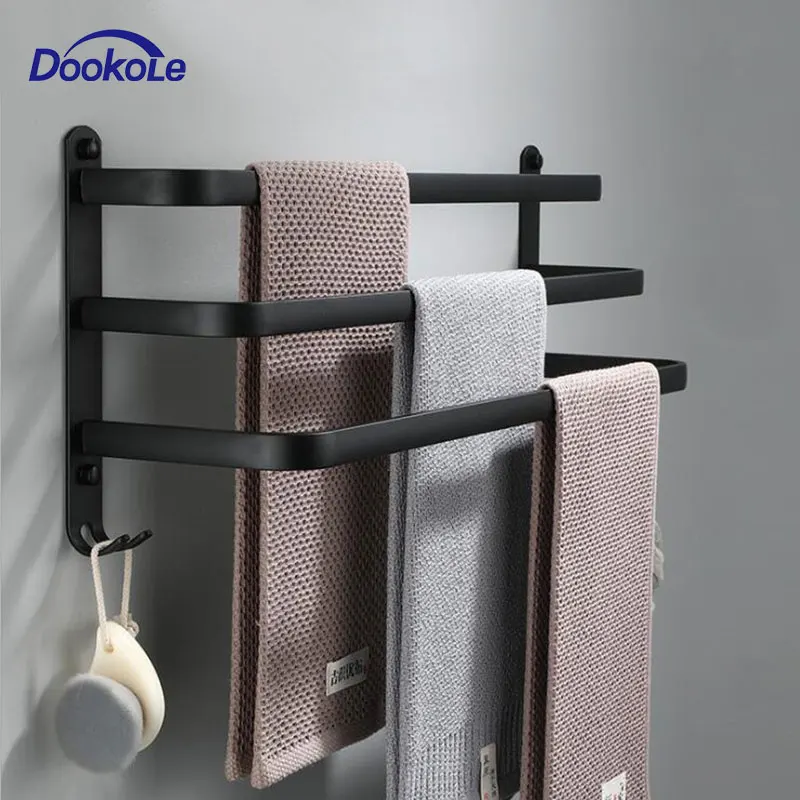 Towel Rack Towel Holder 40/50cm Bathroom Towel Bars 3-Tiers Ladder Wall Mounted Hanger Shelves