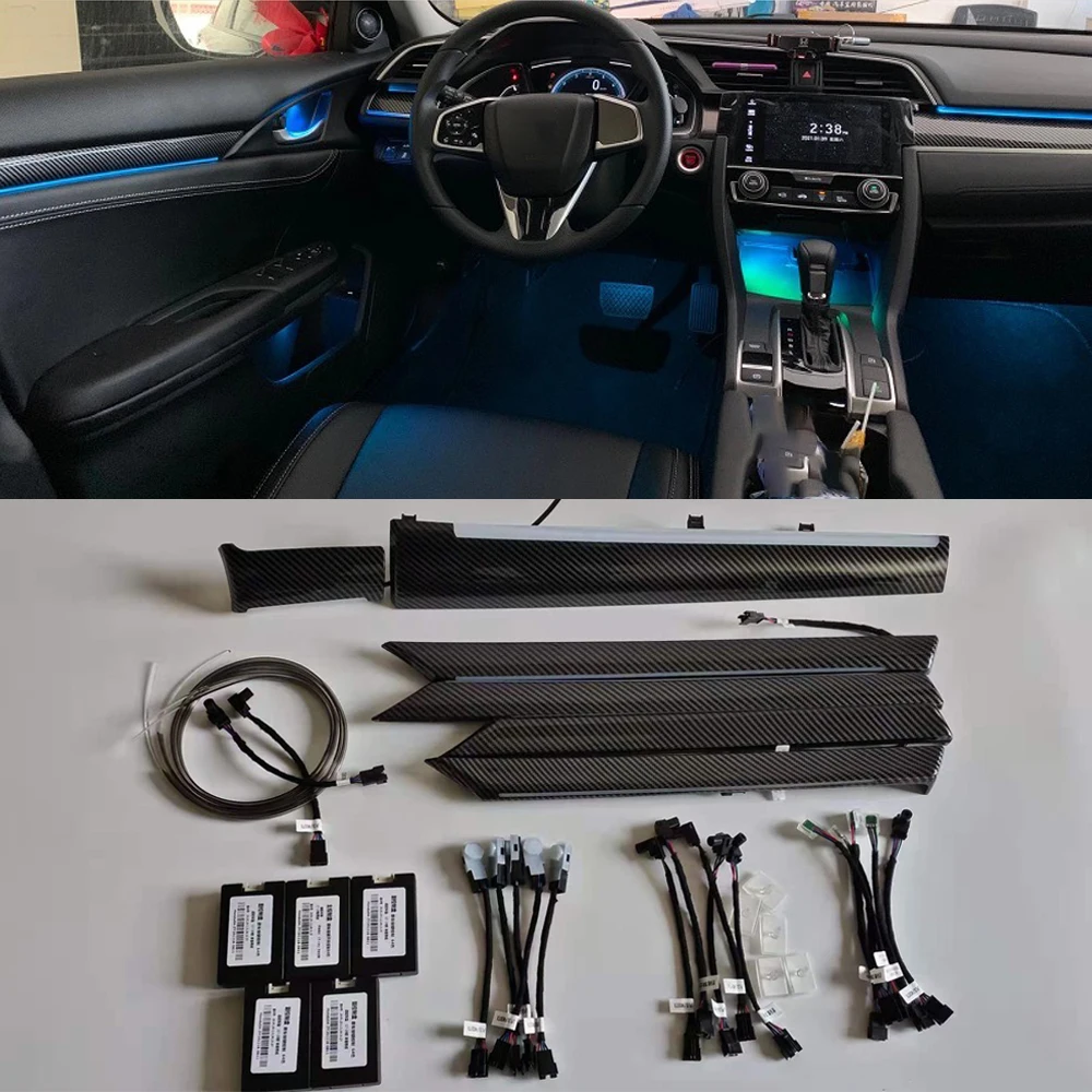 

Лампа светодиодная PMFC, 64 цвета, 22 дюйма, для украшения салона Honda Civic 10, 2016, 2017, 2018-2020, Стайлинг автомобиля