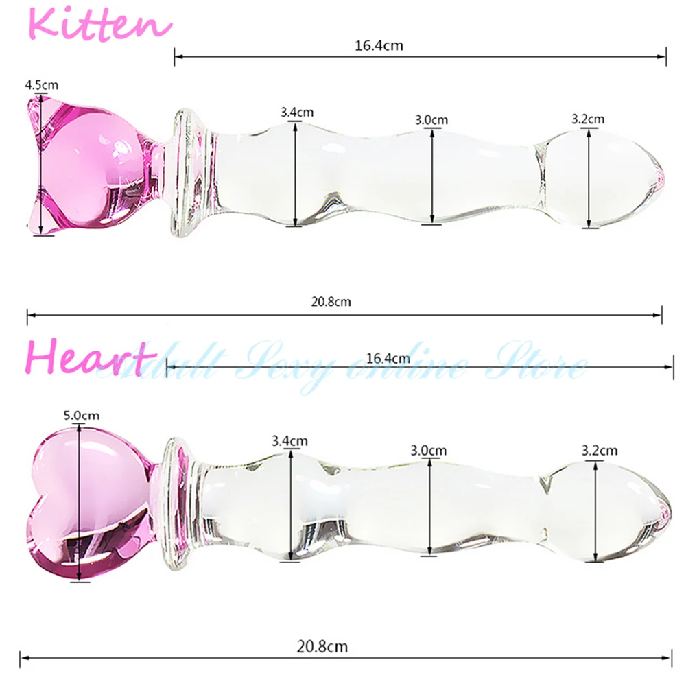 Crystal Glass Dildo Heart Buttplug Vaginal Anal Stimulation Beads Penis for Women Anus Plug Sex Toys
