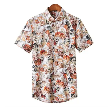 

Men Shirt Summer Style Palm Tree Print Beach Hawaiian Shirt Men Casual Short Sleeve Hawaii Shirt Chemise Homme Asian Size 3XL