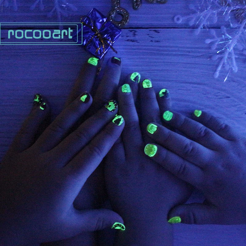 Rocooart/1 шт., светящаяся Рождественская тематика, Рождественский Санта-Клаус, снеговик, дизайн для дизайна ногтей, наклейки, сделай сам, рукоделие, обертывания, Новогодняя наклейка для ногтей, подарок