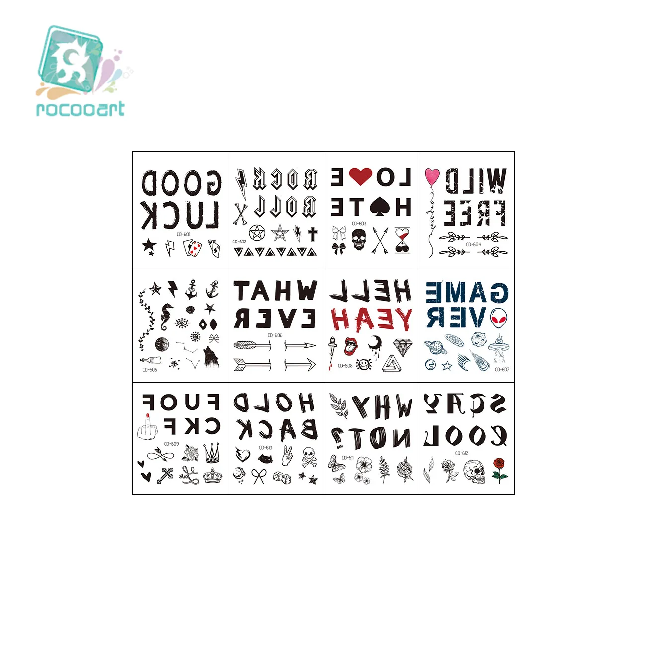 

12pcs Cool Dark And Punk Style Waterproof Tattoo India Flower Lace Design Temporary Fake Tattoo Sticker Hand and Finger Taty