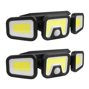 

Solar Security Lights 3 Head Motion Sensor Lights Adjustable Waterproof for Outdoor Garden Patio Pathway Decor 2Pcs